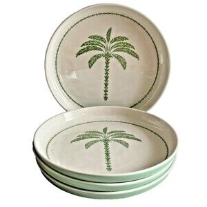 Brooks Brothers Green Palm Trees Melamine 8.5 Inch Set Of 4 Dessert Salad Plates